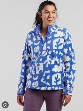 Danner Wild Rye High Pile Fleece Pullover - Blue/White women’s medium